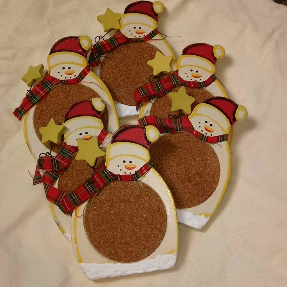 Snowmen wooden coasters set of 6